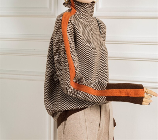 Camille™ | Luxe Herringbone Turtleneck