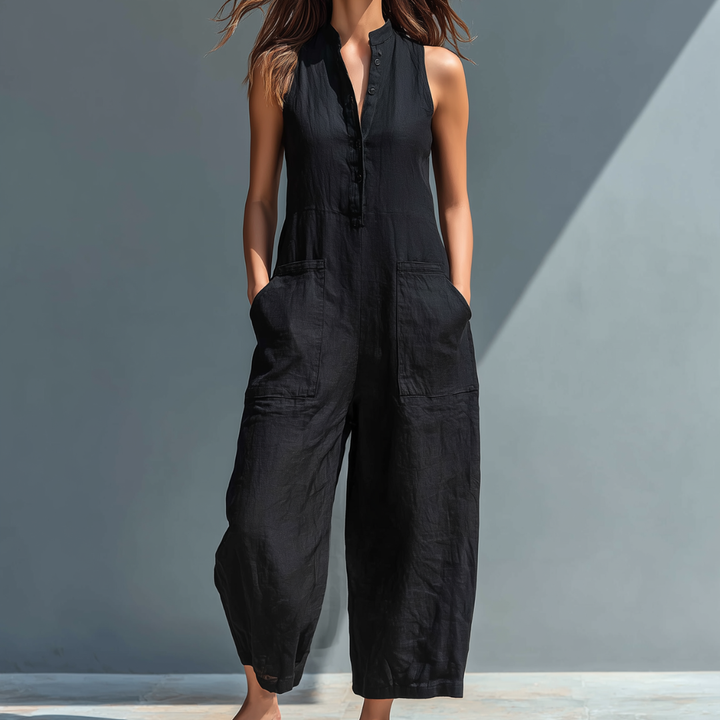 -Cecelia™ | Sleeveless Mandarin Jumpsuit-