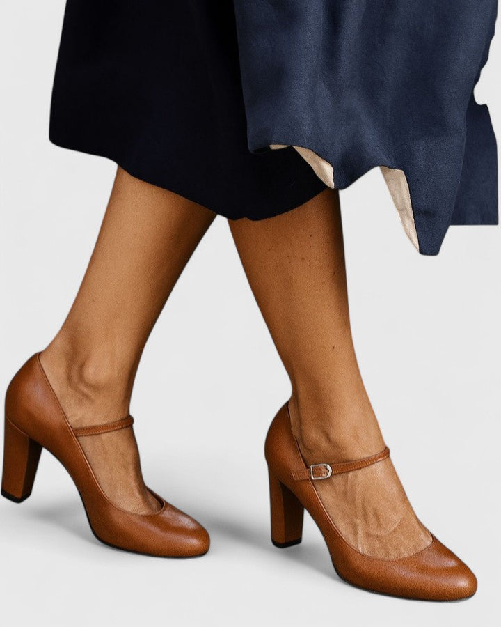 Maribel™ | Classic Ankle Strap Block Heel Pumps