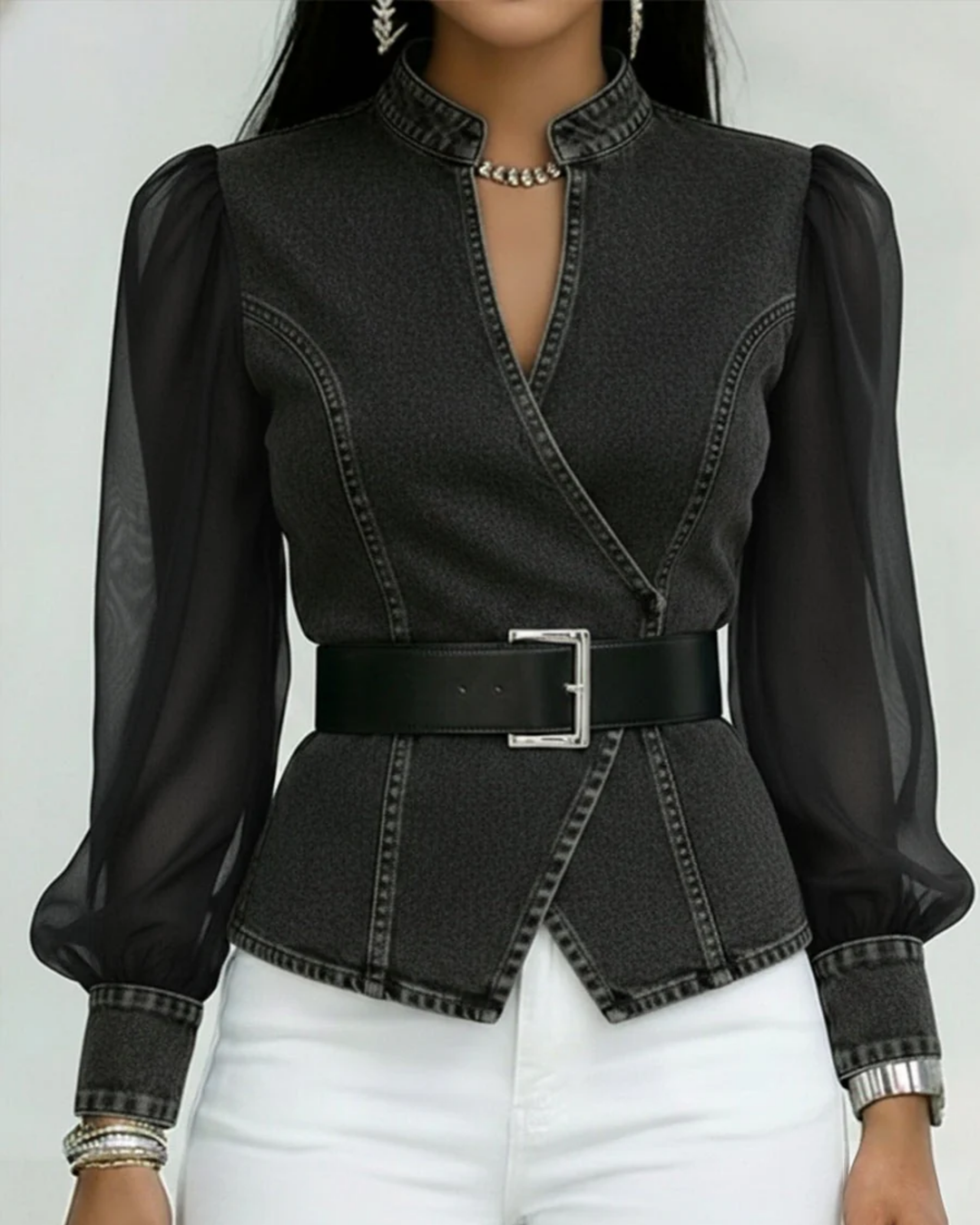 Alessia™ | Structured Chiffon Sleeve Top