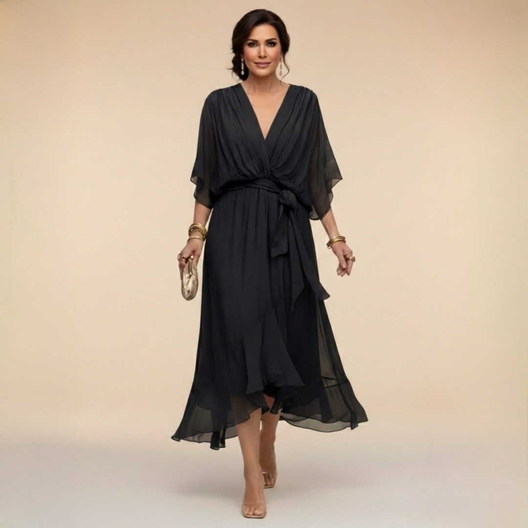 Mirabel™ | Chiffon V-Neck Maxi Dress