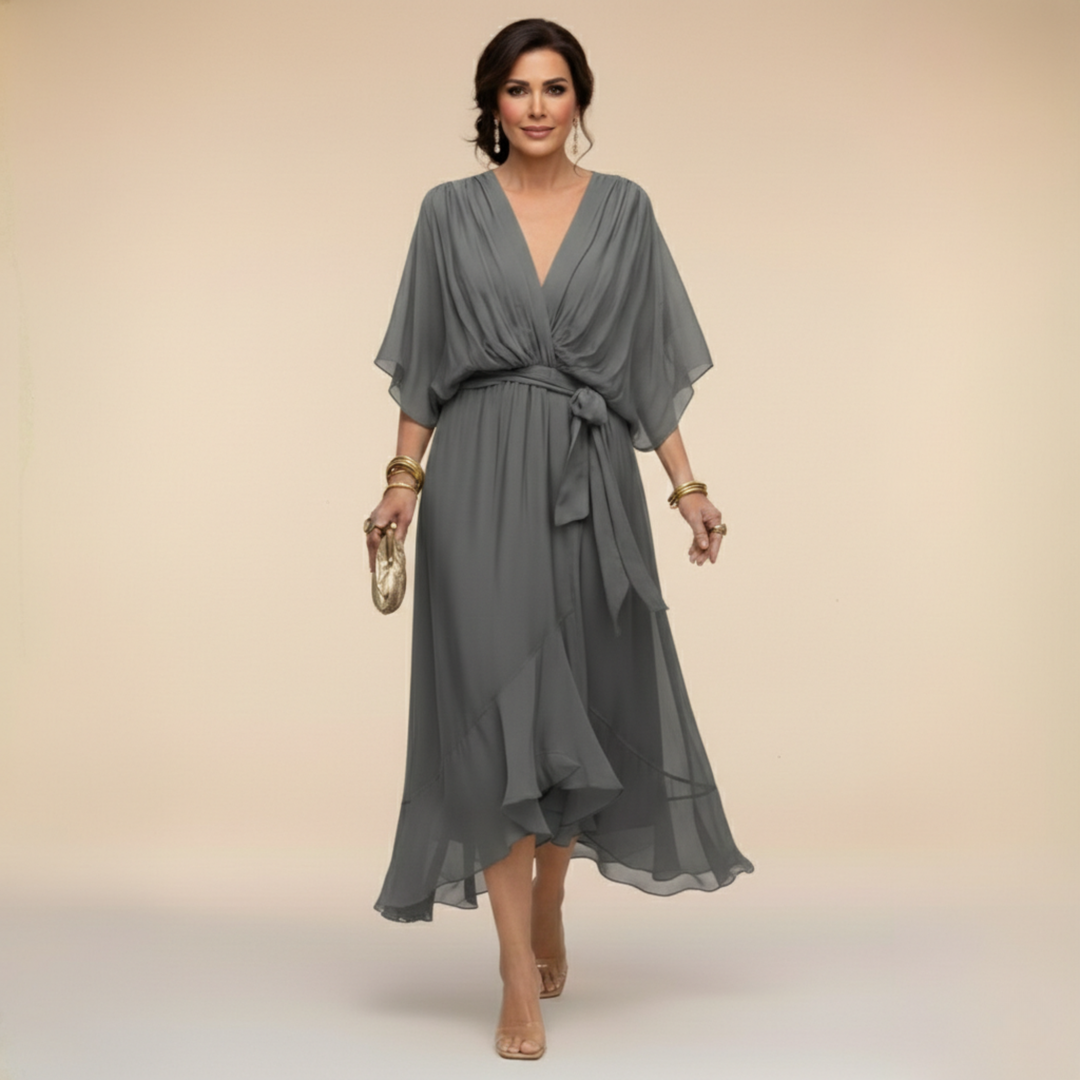Mirabel™ | Chiffon V-Neck Maxi Dress