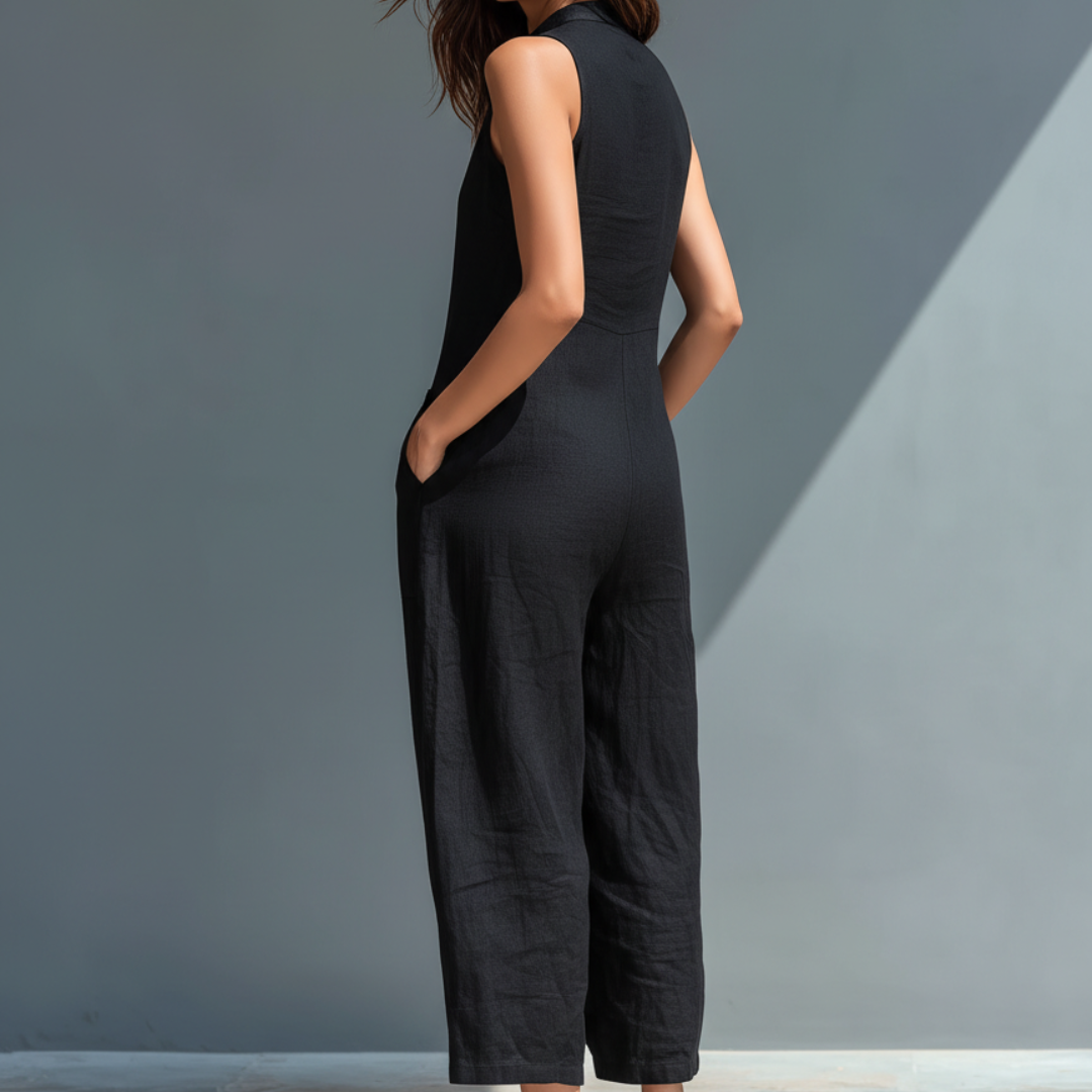 -Cecelia™ | Sleeveless Mandarin Jumpsuit-