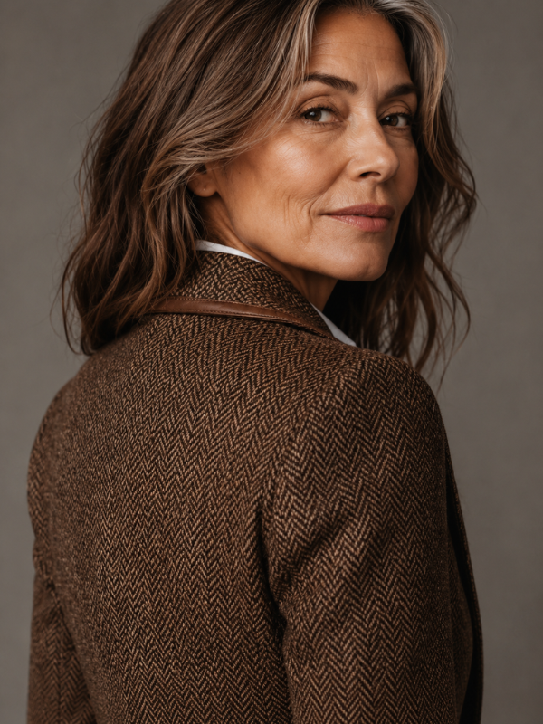 Herringbone Blazer With Printed Panels