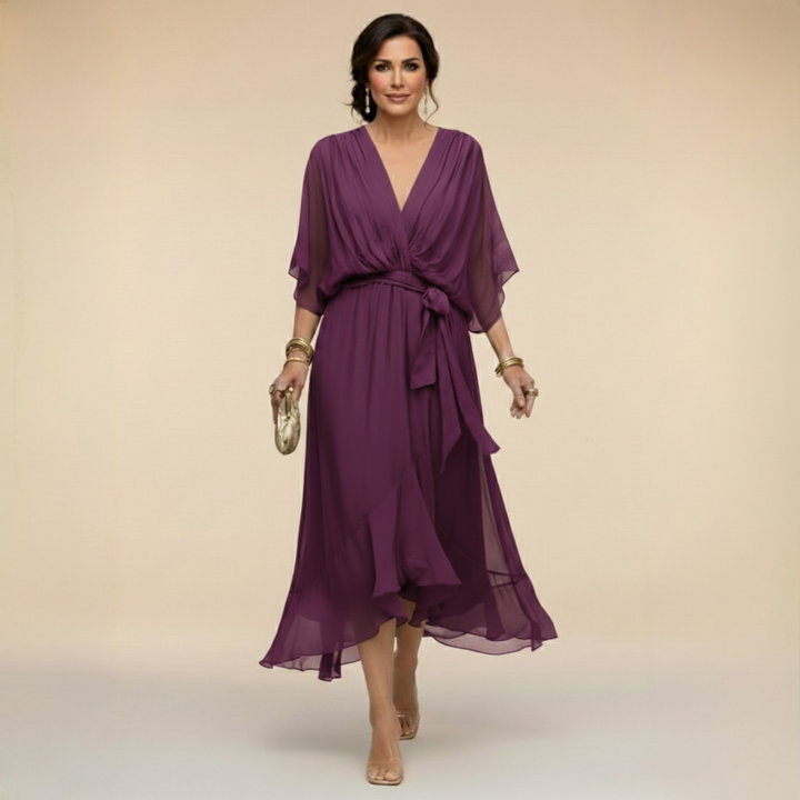 Mirabel™ | Chiffon V-Neck Maxi Dress