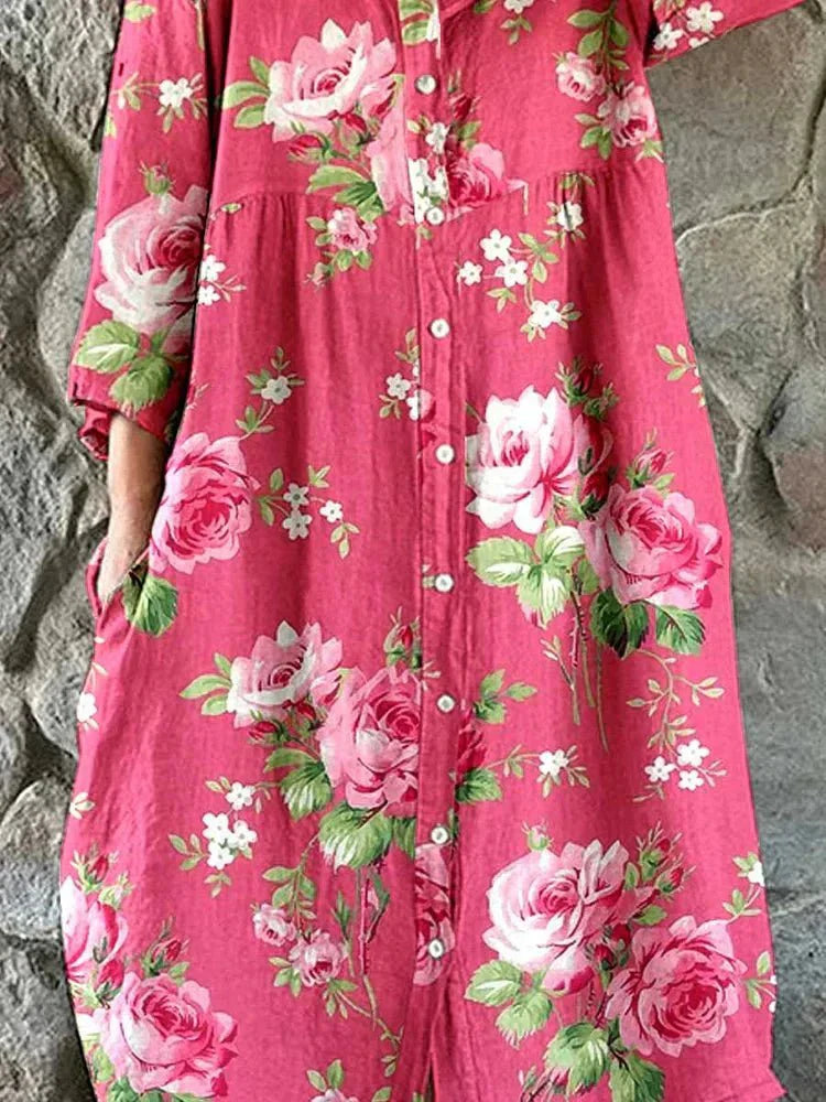 -Mathilde™ | Artistic Floral Maxi Dress-