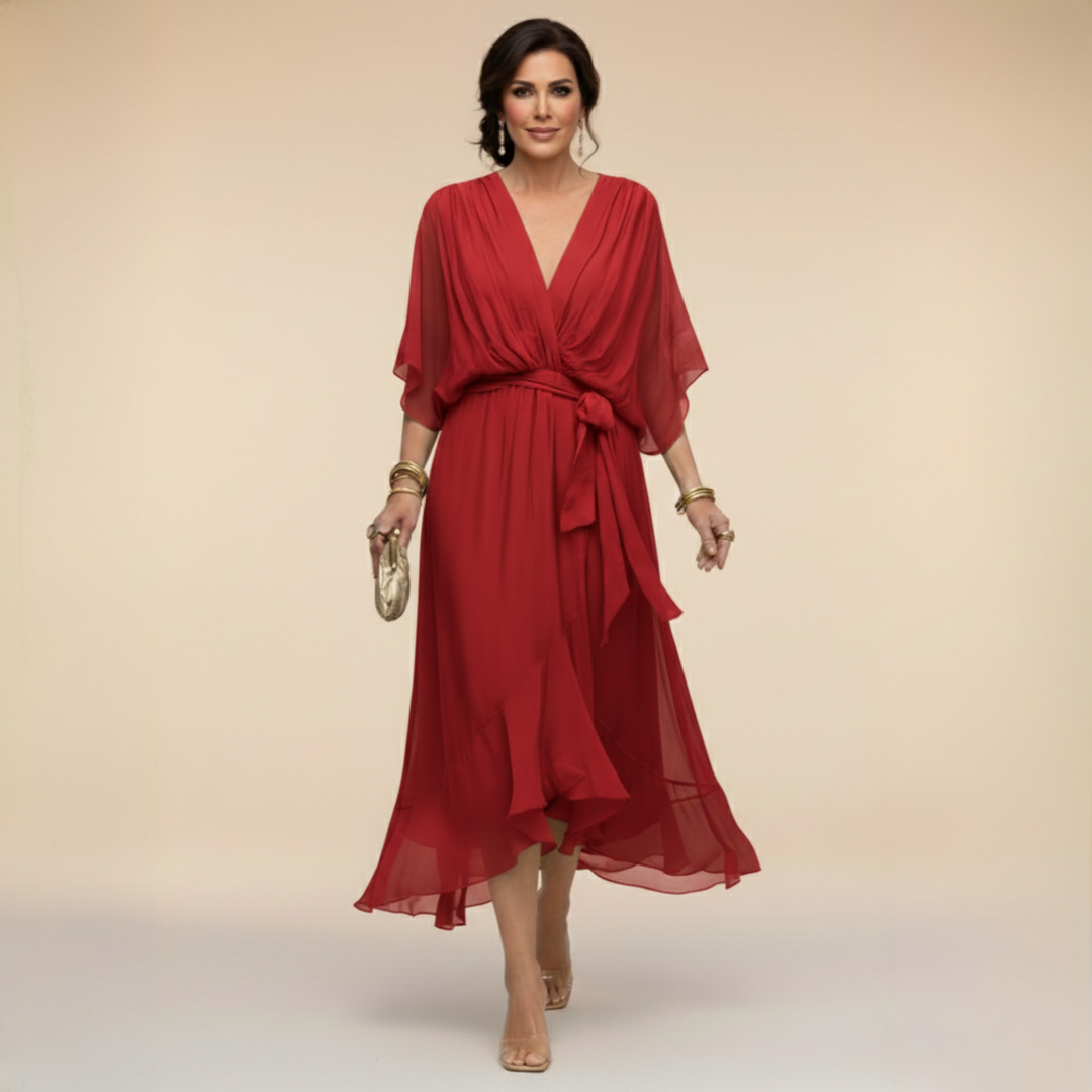 Mirabel™ | Chiffon V-Neck Maxi Dress