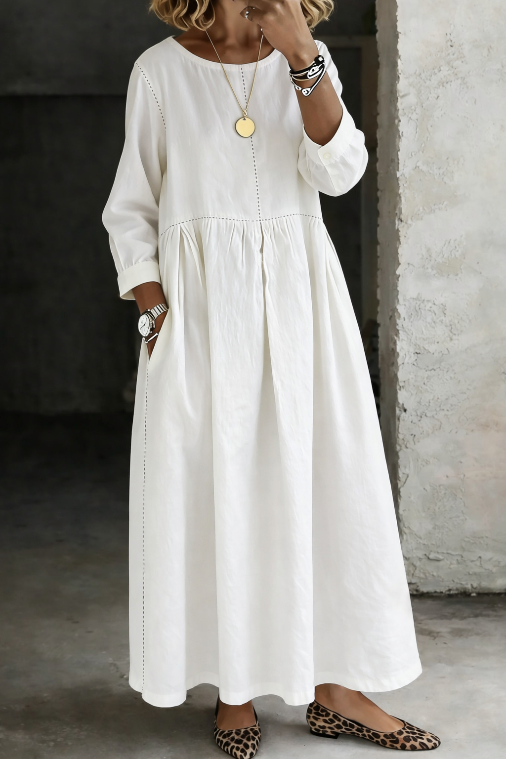 Fern™ | Round Neck Long Sleeve Dress