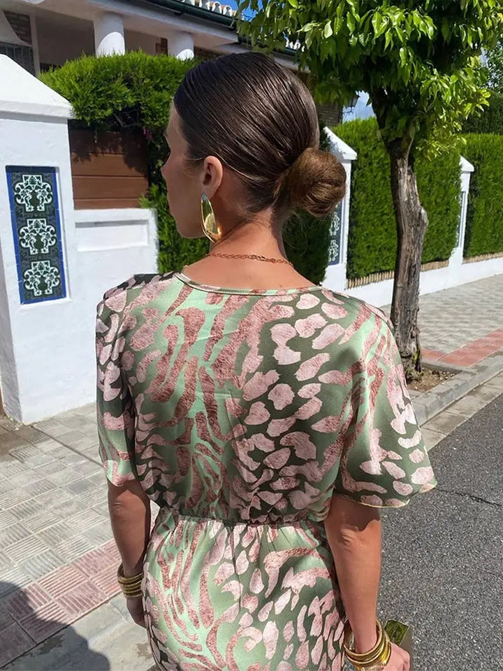 Lorraine™ | Copper Twist-Knot Midi Dress
