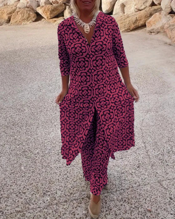 -Ximena™ | Button-Front Two-Piece Set-