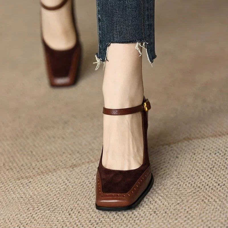 Rosanna™ | Vintage Ankle Strap Block Heel Pumps