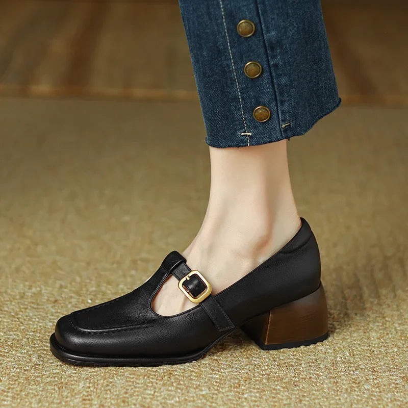 Colette™ | Square Toe T Strap Shoes