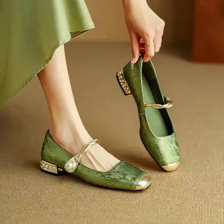 Elodie™ | Pearl Strap Mary Jane Block Heel Shoes
