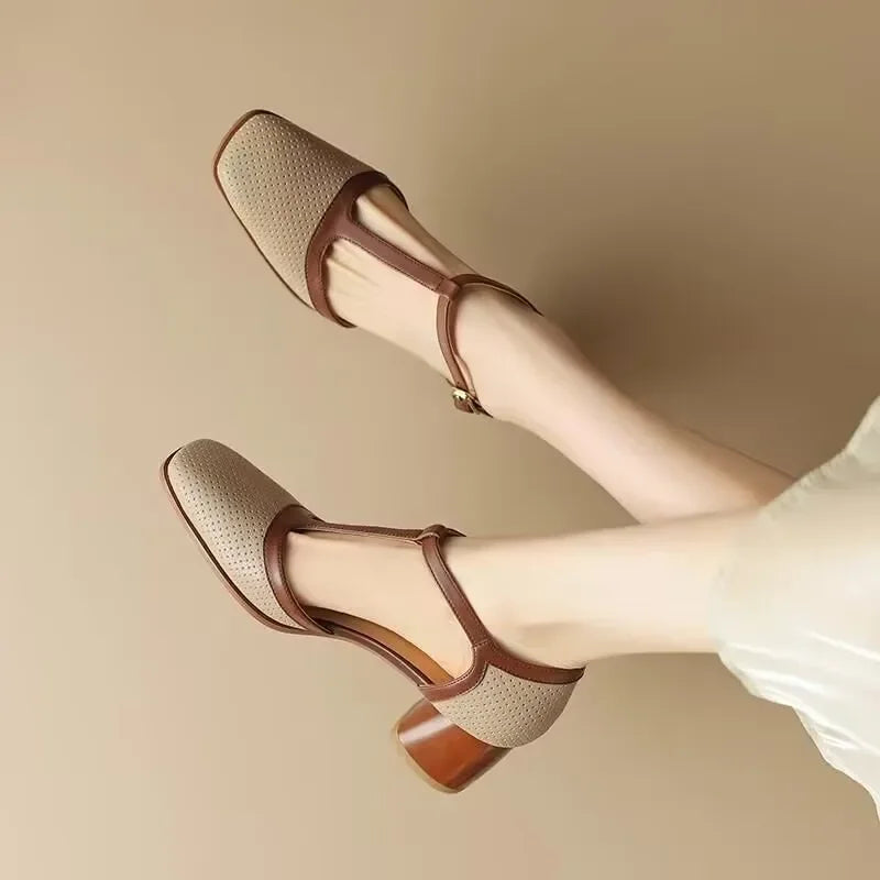 Elise™ | Vintage T Strap Mid Heel Shoes