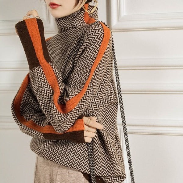 Camille™ | Luxe Herringbone Turtleneck