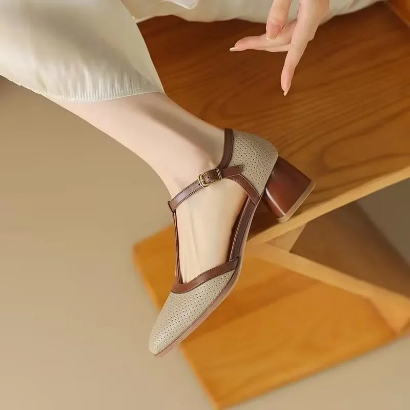 Elise™ | Vintage T Strap Mid Heel Shoes