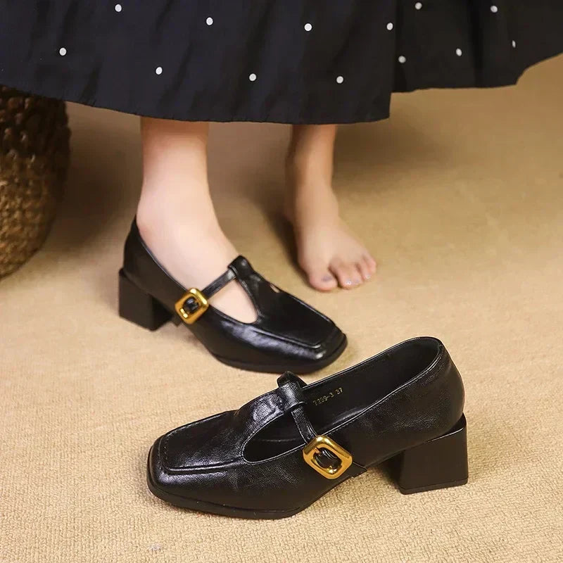 Camille™ | French Mary Jane Block Heel Shoes