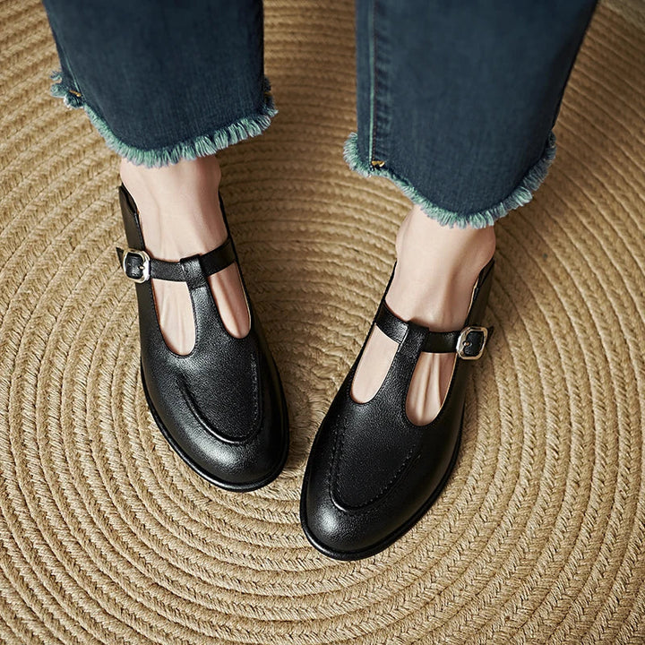 Lucinda™ | Vintage T Strap Low Heel Pumps
