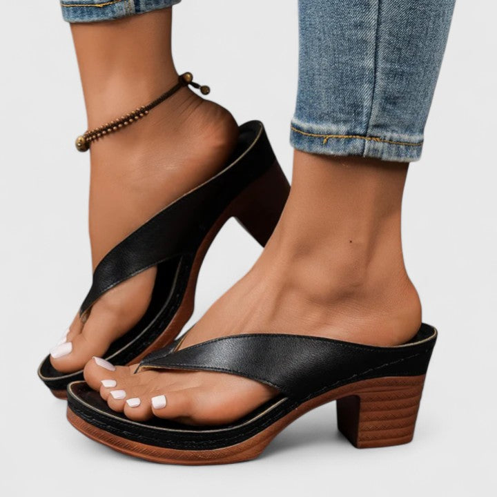 Alessia™ | Minimal Toe Loop Block Heel Sandals