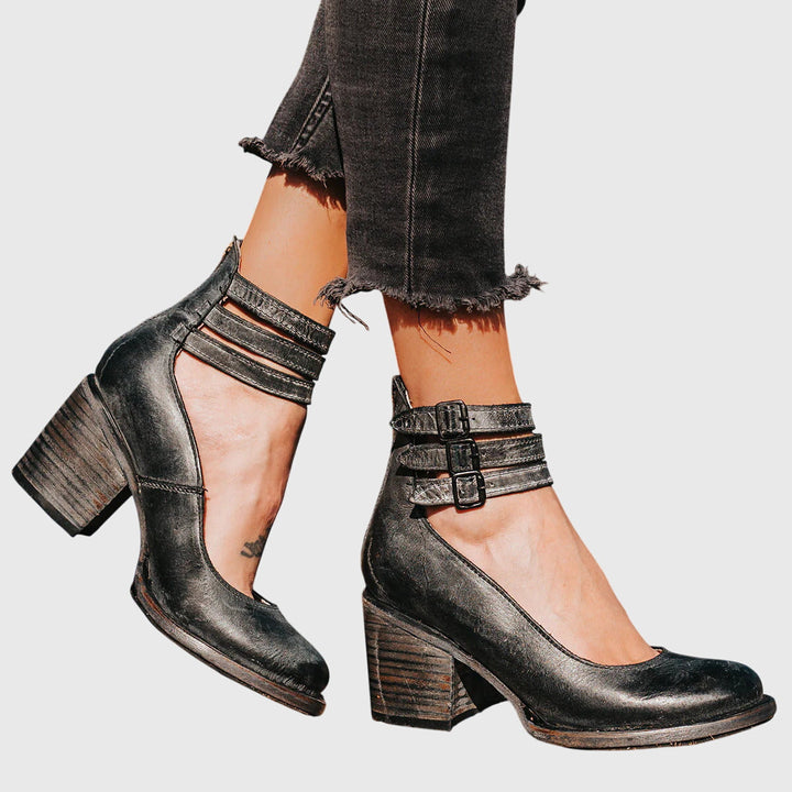 Lucienne™ | Refined Multi Strap Block Heel Sandals