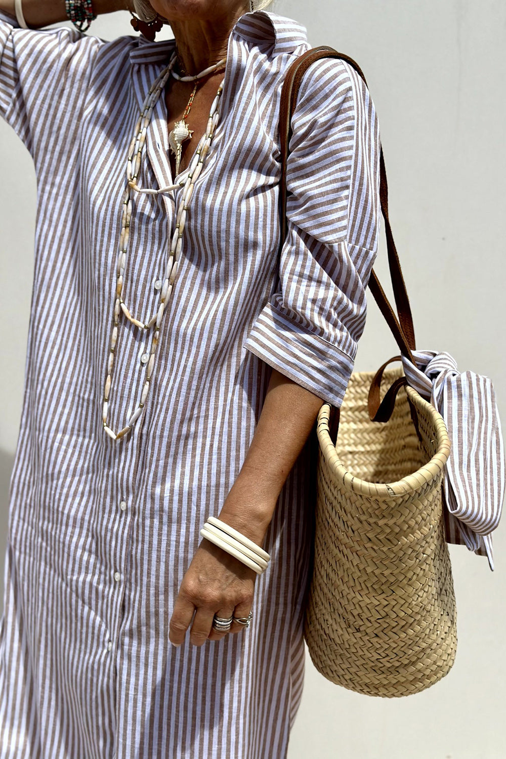 -Corinne™ | Classic Striped Shirt Maxi-