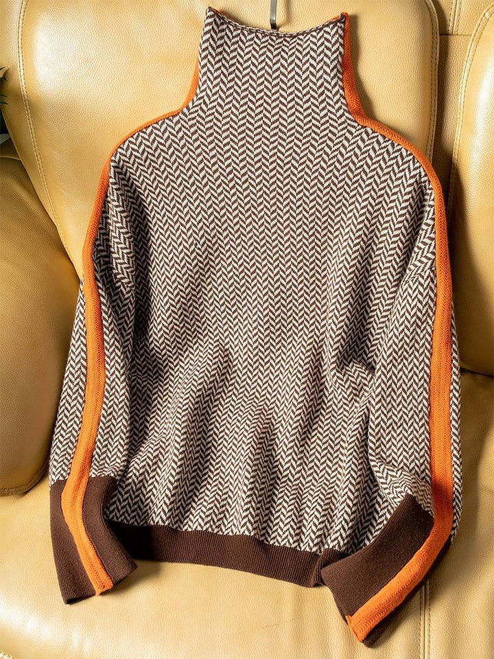 Lucía | High Neck Jumper with Contrast Stripes