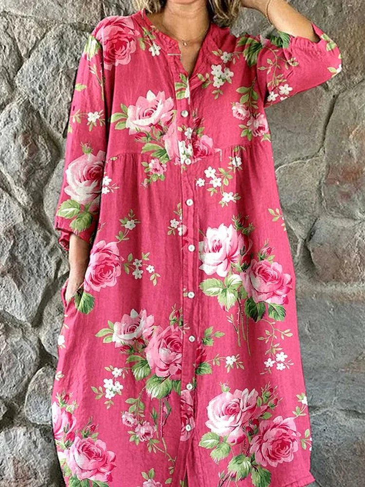 -Mathilde™ | Artistic Floral Maxi Dress-