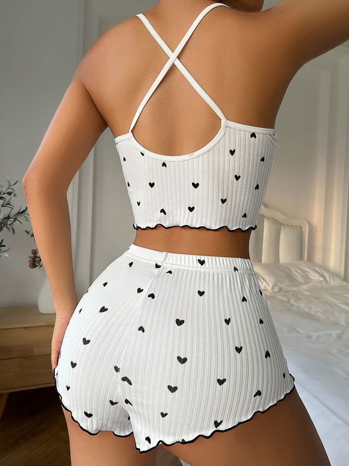 Isabelle™ | Heart Print Ruffle Pajama Set