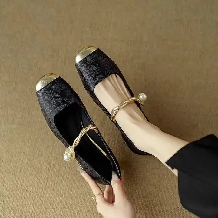 Elodie™ | Pearl Strap Mary Jane Block Heel Shoes