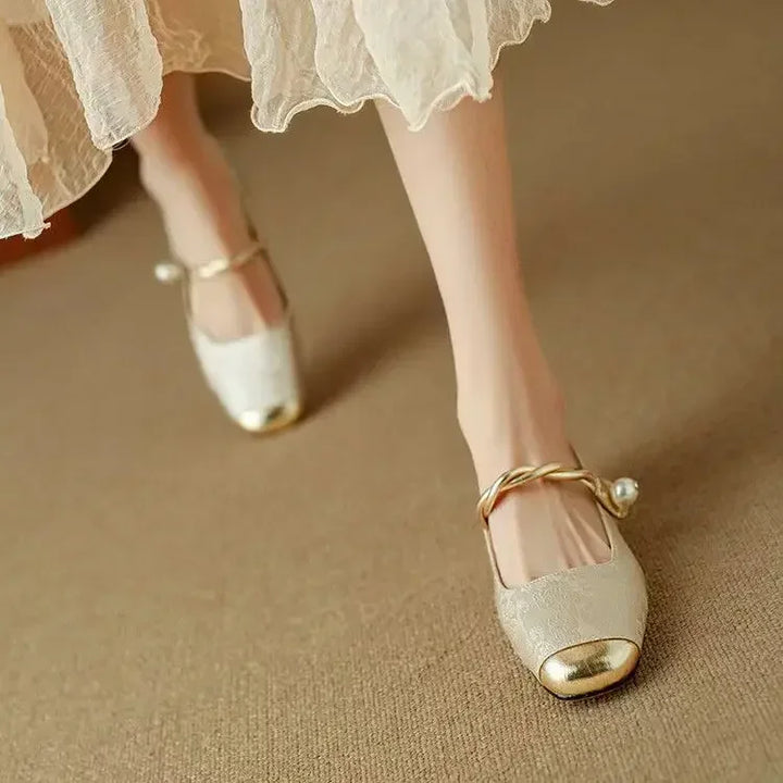Elodie™ | Pearl Strap Mary Jane Block Heel Shoes