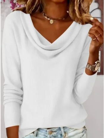 Amelia | Draped V-Neck Knit Sweater